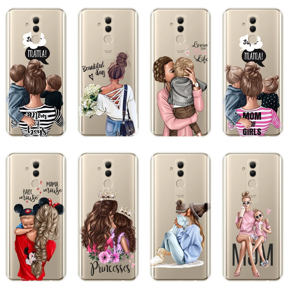 

Cute Girl Soft Phone Case For Huawei Mate 20 10 9 Pro Baby Women Mom Silicone Back Cover For Huawei Mate 7 8 9 10 20 Lite Case