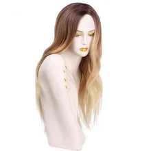 Парики с длинными кудрявыми волосами для женщин коричневый Омбре блонд парик синтетические волосы термостойкие волокна натуральные длинные волнистые парики Косплей