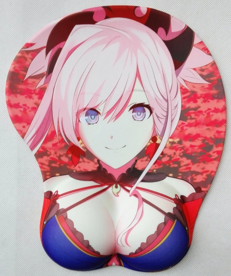 

2019 new version Japanese anime silicone 3d mouse pad Lycra fabric wristbands Cartoon Creative sexy mouse pad Chest mouse pad