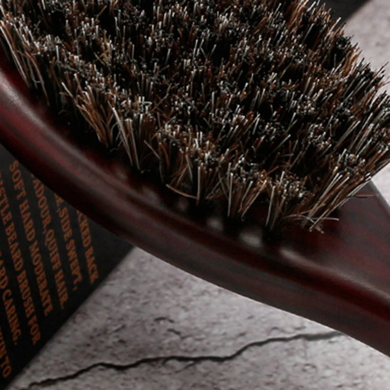 Из мягкой натуральной козьей шерсти щетина для расчесывания волос щетка-Веник борода расческа овальной формы с деревянной ручкой