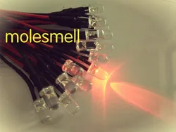 100pcs 5mm 5v Red Water clear round LED Lamp Light Set Pre-Wired 5mm Red 5V DC Wired