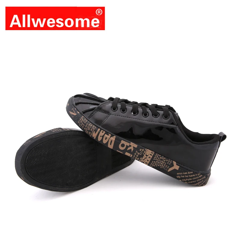 

Allwesome Men Glossy Vulcanize Shoes Buty Shell Design Glitter Sneakers Flats Street Rubber Shoes Hip Hop Zapatillas Hombre