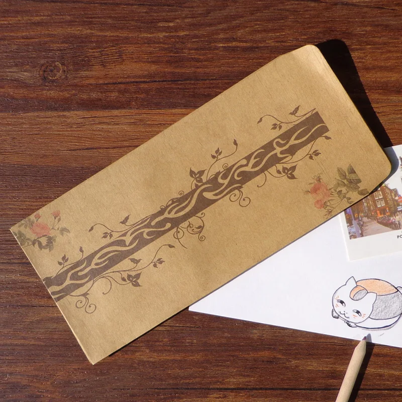 50 шт. в стиле ретро красивый романтический цветочный дизайн крафт-конверт крафт винтажные вечерние подарочные бумажные пакеты