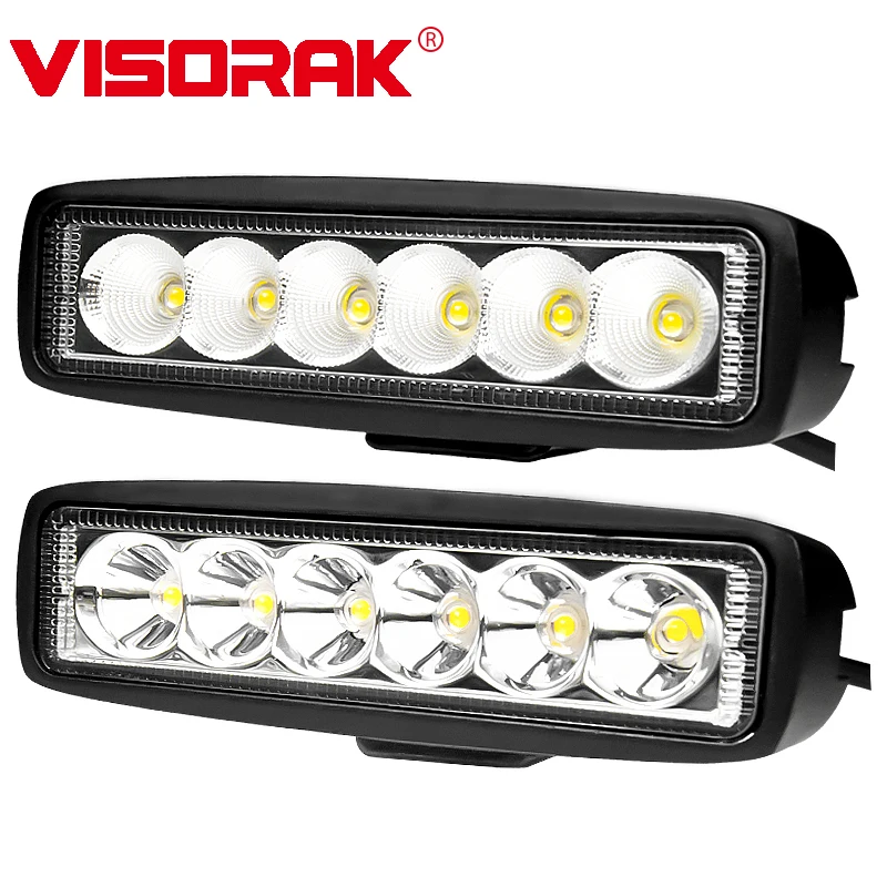 

VISORAK 6" 18W Spot Flood LED Work Light Bar 12V 24V LED Bar For Car Offroad 4x4 4WD SUV ATV Truck Trailer Motorcycle LED Lamp
