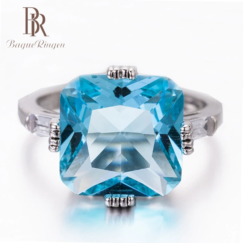 Кольцо Bague Ringen высокое качество морской синий мистический топаз кольца для женщин серебро 925 пробы Изящные