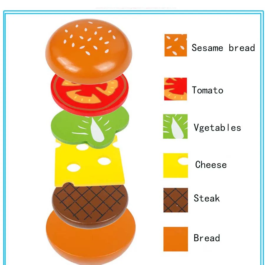 Фастфуд игрушка французский гамбургер деревянные игрушки Ролевые сборные модели дети образовательная игра дом кухонные игрушки