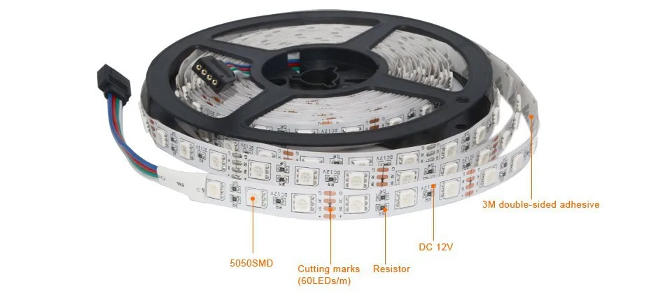 Новинка светодиодная лента 60LED / M 300LED Epistar СМД 5050 RGB DC12V не водонепроницаемая лента 44 кнопок IR пульт дистанционного управления гибкий свет 5 м / рулон