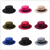 Brand New Wool Boater Flat Top Hat For Women's Felt Wide Brim Fedora Hat Laday Prok Pie Chapeu de Feltro Bowler Gambler Top Hat ► Photo 2/6