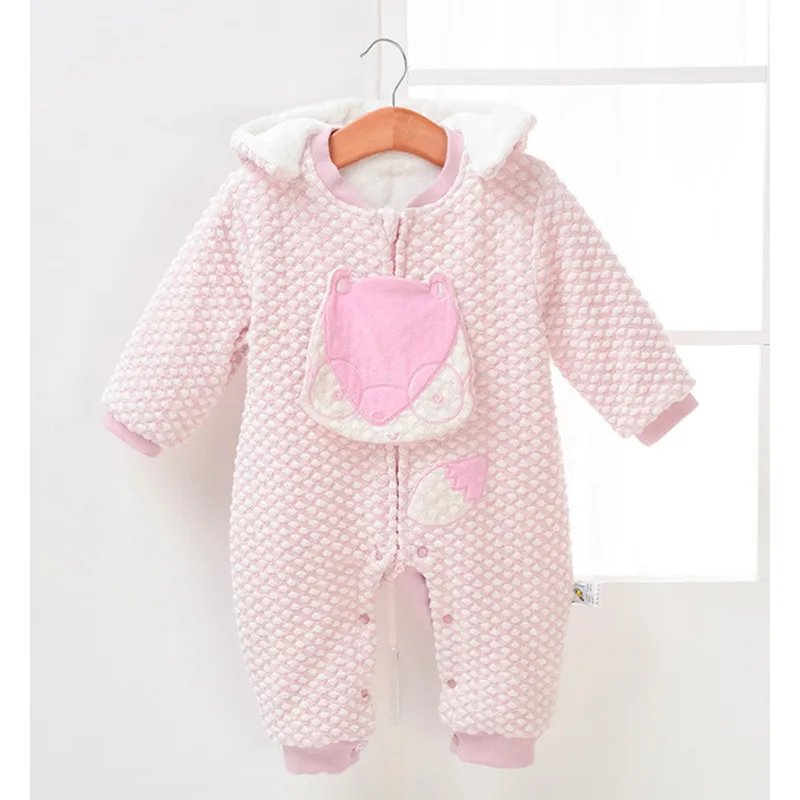 

Cartoon Baby Girls Rompers Jumpsuit Winter Thick Warm Newborn Boys Overalls Clothes Autumn Long Sleeves Toddler Children Outfits
