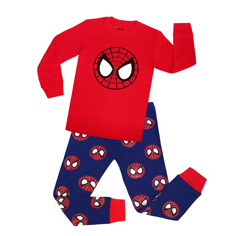 22 дизайнерские тенниски для мальчиков Пижама с изображением Человека-паука, детский спальный костюм с принтом «Супермен» пижамные комплекты с рисунком Бэтмена для малышей, пижамы, Детская одежда для сна, одежда для сна, Размеры От 2 до 8 лет одежда для сна