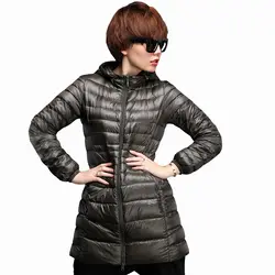 Легкий и тонкий зимние whinte куртка-пуховик 2018 весна-осень женские пуховик длинный пуховик большие размеры 5XL outerwearqh1221