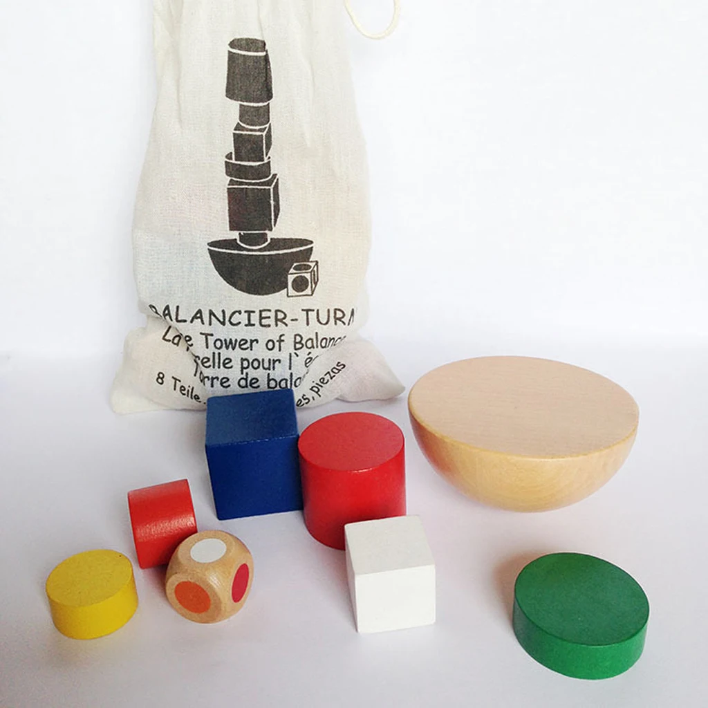 Kids Wooden Balancing Tower Funny Board Game Stacking Toy Set Family Fun Toy 8 Pieces / Set