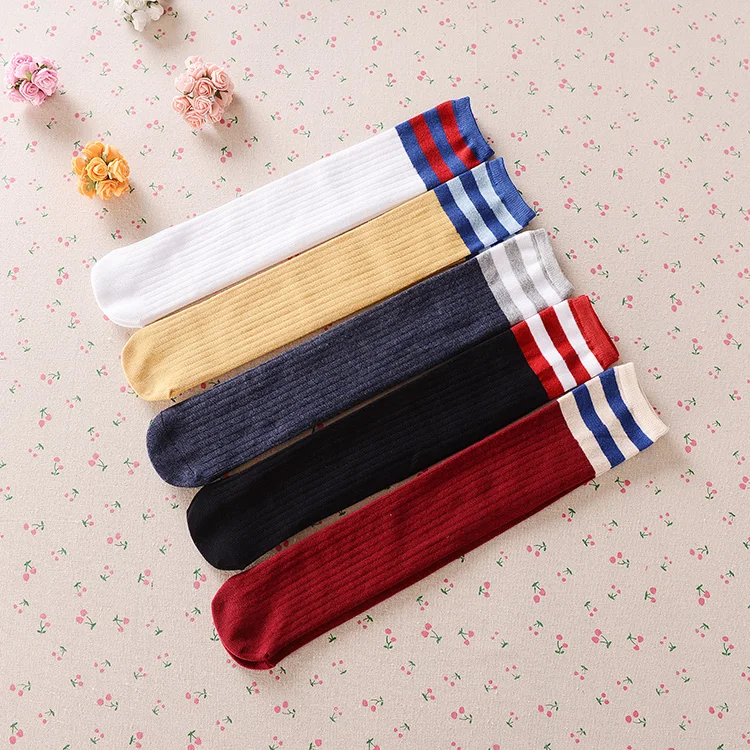 

2015 kids knee socks baby knee high socks chaussettes enfant newborn infant baby long striped children cotton sock meias sokken