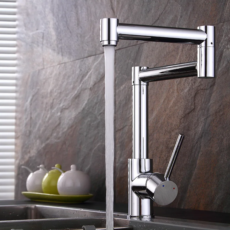 

ROVATE Foldable Water Outlet Kitchen Faucet Copper Chrome 360 Rotate Swivel Cold and Hot Mixer Sink Taps