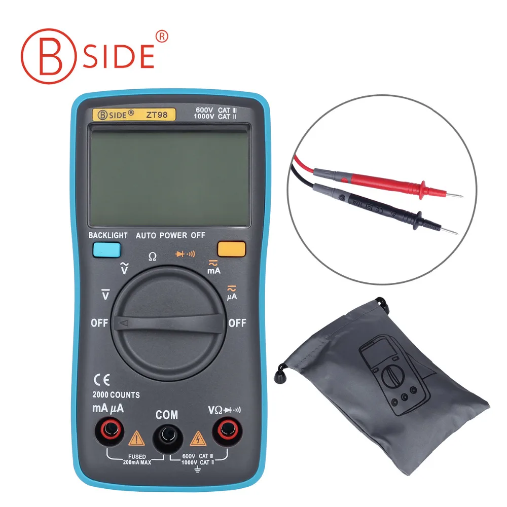

ZT98 Big Screen Digital Multimeter 2000 counts Backlight AC/DC Ammeter Voltmeter Current Ohm Portable Meter voltage meter