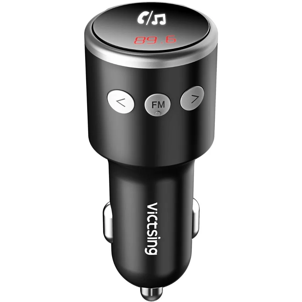 VicTsing Bluetooth FM Transmitter for Car QC3.0 Wireless Bluetooth 4.2 Radio Transmitter Adapter Hands-Free Dual USB Charger     (1)