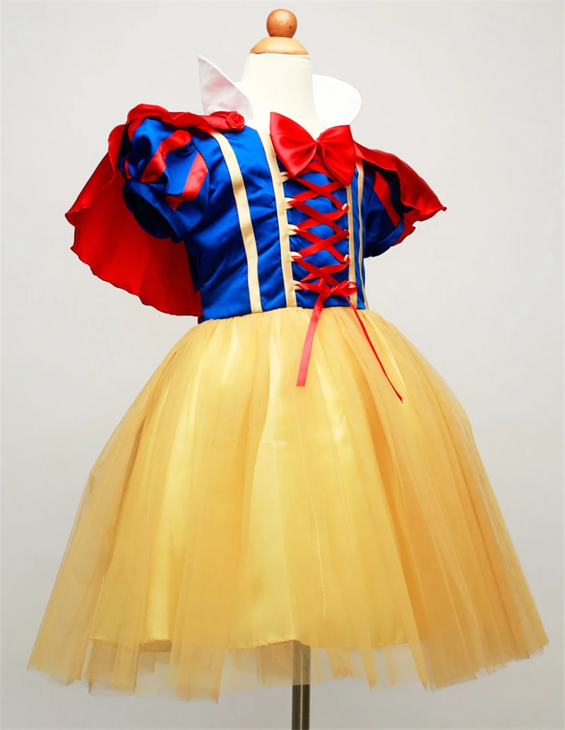 OTISBABY 4 layers Snow White Cosplay Dresses for Girls Party Princess Dress Children's Tulle Dress Baby Girl Tutu Dress Infant silk dress