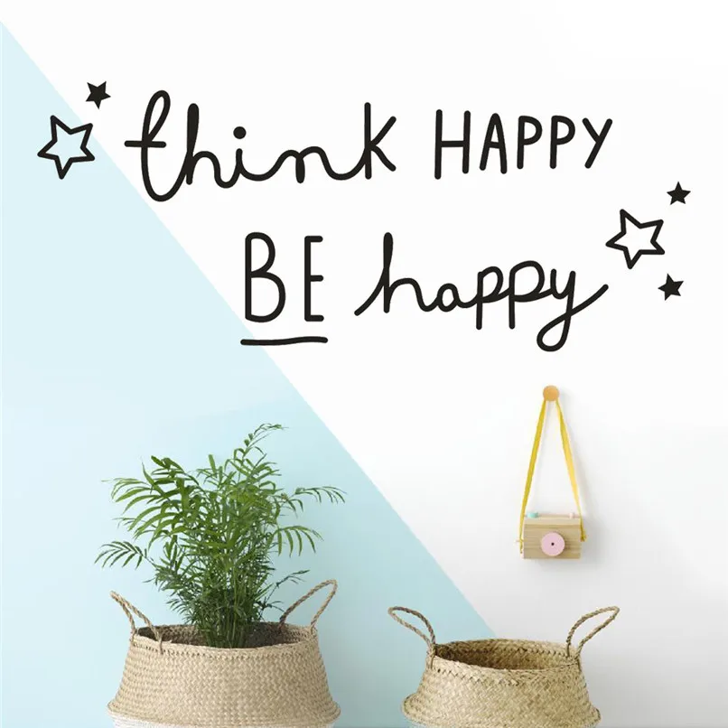 Think Happy Be Happy Removable Art Vinyl Mural Home Room Decor Wall