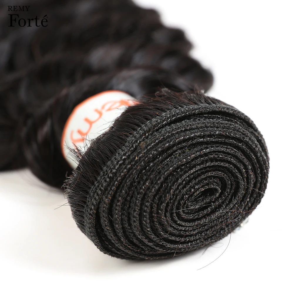 Remy Forte 30 дюймов пучки с фронтальным бразильским плетением волос пучки глубокие вьющиеся человеческие волосы пучки с фронтальным кружевом 3/4 пучки