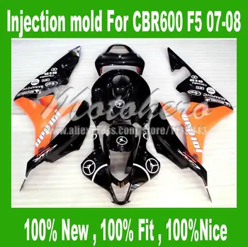 

For HONDA CBR600F5 07-08 F5 2007 2008 F5 CBR600RR 07 08 A335 CBR 600 600RR Injection CBR600 RR Black Orange Fairing