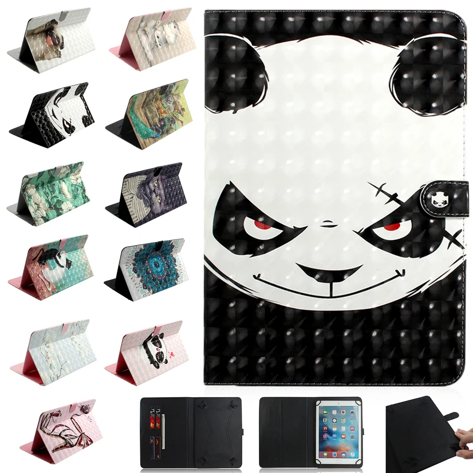 

10.1 inch Universal Tablet Case For 10 10.1inch Huawei Lenovo Samsung Tab PU Leather Color Printing Stand Cover With Card Slot