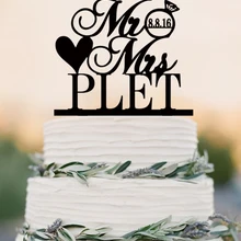 Свадебный торт Топпер, пользовательские торт Топпер, мистер и миссис торт Топпер с фамилией и дата, уникальный торт Топпер