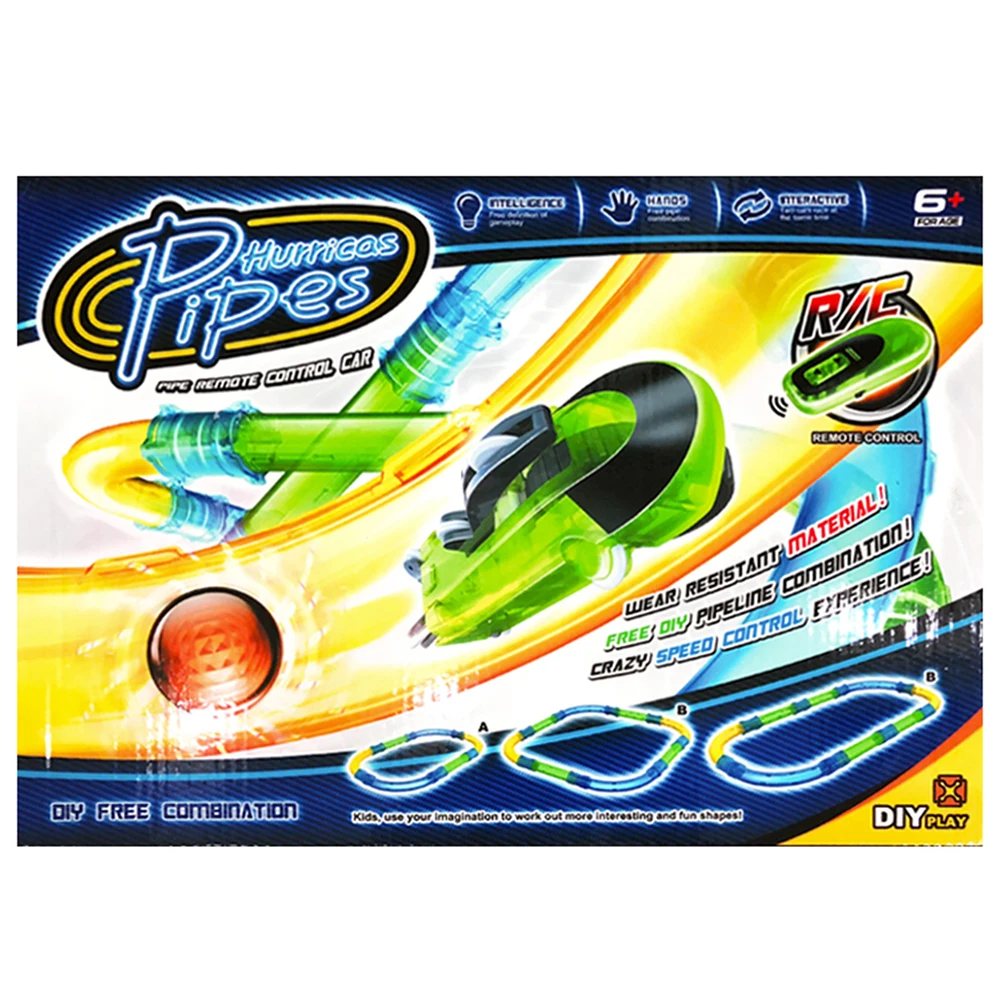 

Kids Remote Control Anti Gravity Rocket Car Tubular Racing Speed Pipes DIY Track Toys Flash Light DIY Building Tube Set Car Toys