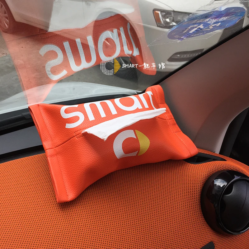 

PU Tissue Paper Box Plush Home Car Napkin Paper Container Paper Towel Napkin Case Pouch For smart 451 453 fortwo forfour