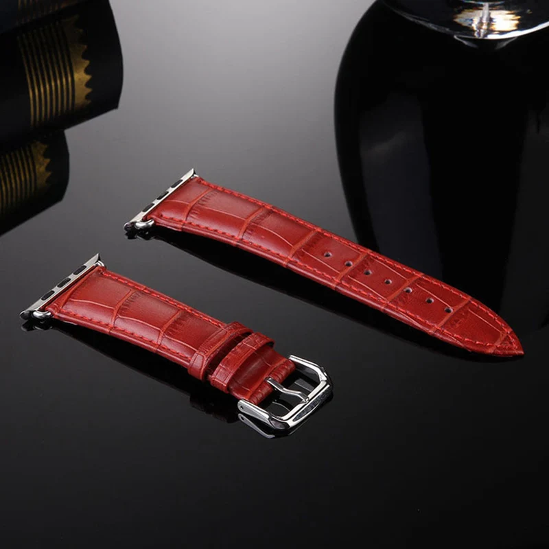 black Quality Genuine Cow leather strap bracelet watch band 42mm 38mm Apple iWatch new series 1 2 3 for sale