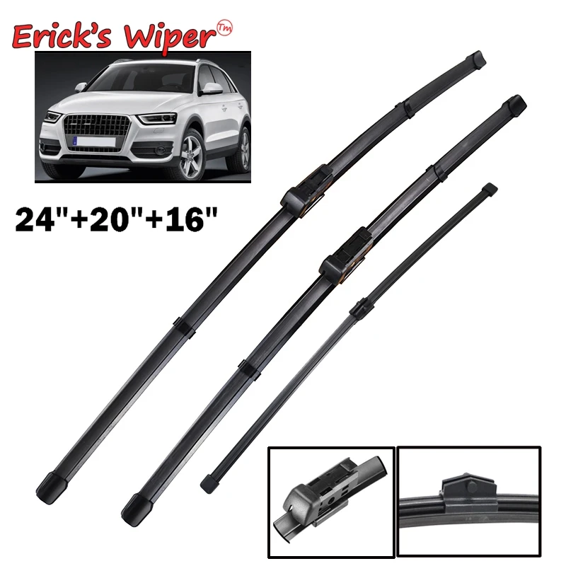 Erick's Wiper LHD Front & Rear Wiper Blades Set For Audi Q3 2011 - 2017 Windshield Windscreen Window Rain Brushes 24"+20"+16"