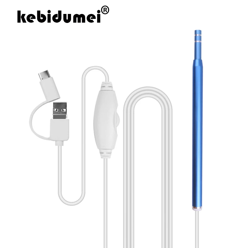 Kebidumei profesional 3 en 1 cuchara oído boroscopio Limpieza de orejas USB OTG endoscopio para teléfono Android PC tipo C para el cuidado del oído