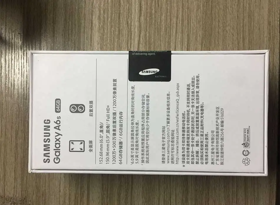 Мобильный телефон samsung Galaxy A6s SM-G6200, 6,0 дюймов, 6 гб озу, 64 гб/128 гб пзу, восьмиядерный процессор Snapdragon 660, двойная задняя камера, телефон на Android