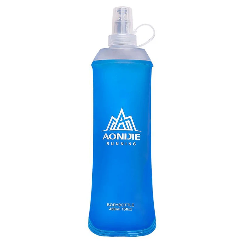 

450/500 ML Water Bottle Soft Folding Portable Squeeze Travel Bottles Outdoor Running Drinkware Accessory With Dust-proof Cover