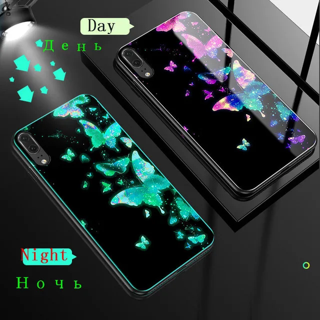 

Luminous Wolf Tempered Glass Phone Case For Huawei P20 Case Coque Glass Back Cover For Huawei P20 Pro Case Cover Shell Cell Capa