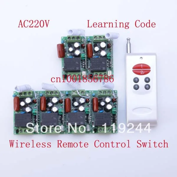 

220V 1CH 315/433Mhz Radio RF Wireless Remote Control Switch System 6 Receiver& transmitter Learning Code mini size