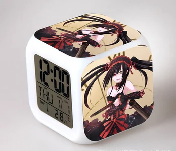 

Anime Date A Live Yoshino Tokisaki Kurumi Action Figures Alarm Clock Cute LED Digital Reloj Despertador Night Glowing Toys