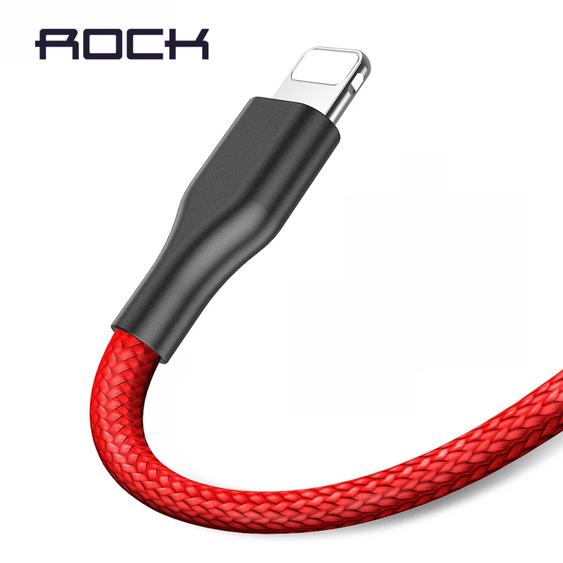 

ROCK Nylon USB Cable for iPhone Xs Max 8 7 6 Plus Fast Charging Data Cable for Lighting Cable for iPhone 5s 5 USB Charger Cord