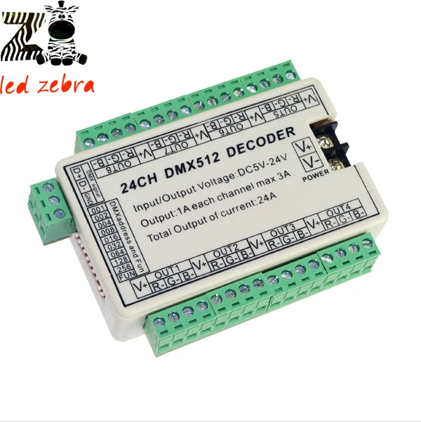 

24CH DMX512 RGB Led Controller Led Decoder For RGB Led Strip Light Module DC12-24V