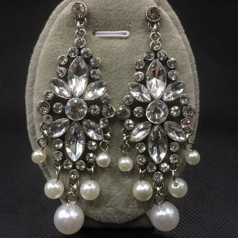

Fashion Round Pearl Crystal Dangle Drop Earrings for Women Jewelry Gifts Wholesale and Retail