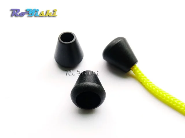 

50pcs Black Zipper Pull Ends Bell Stopper Without Lid Cord Lock Plastic Black Hole Size:5mm