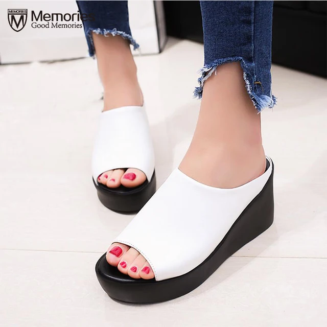 Hot Sale Women Summer Fashion Leisure shoes women platform wedges Fish Mouth Sandals Thick Bottom Slippers 2018 sapato feminino