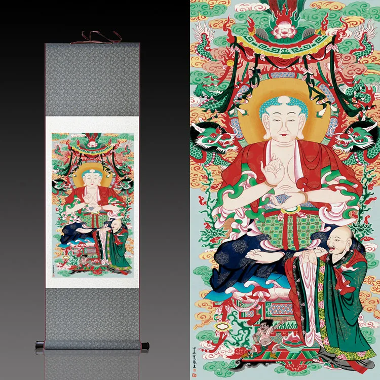 Tibetan Avalokitesvara Bodhisattva Scroll Hanging Painting for Buddhist Characters | Дом и сад