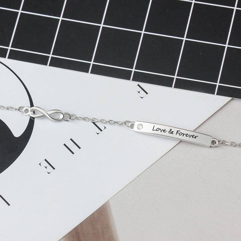 Персонализированный браслет с именем, 925 пробы, серебряный браслет с подвеской для женщин, выгравированный на заказ браслет с именем, хорошее ювелирное изделие(Lam Hub Fong