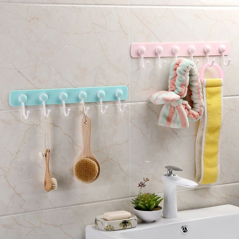 cheap Strong 360 Degree Rotation Storage Rack with 6 Hooks for Hanging Clothes Hat Coat Hanger Wall Hook Kitchen Organizer