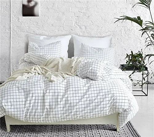 

SUCSES Simple Grid Bedding Set For Boys & Girls Grid Duvet Cover