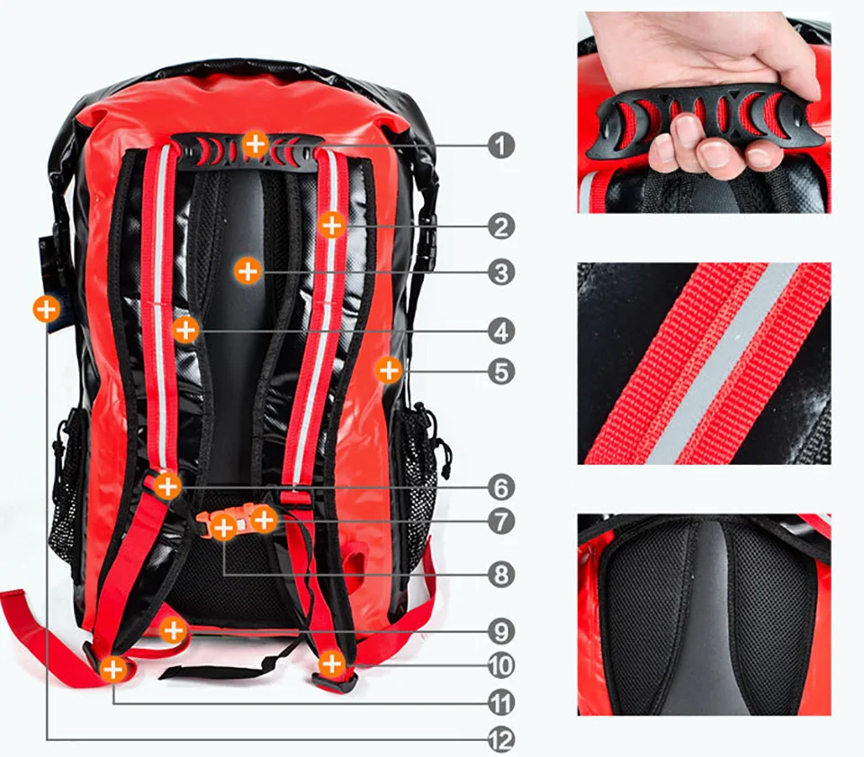 Calidad 30L bolsas a prueba de agua de almacenamiento Dry Sack bolsa para Canoa Kayak Rafting deporte al aire libre de la piscina bolsas Kit de viaje mochila - 6