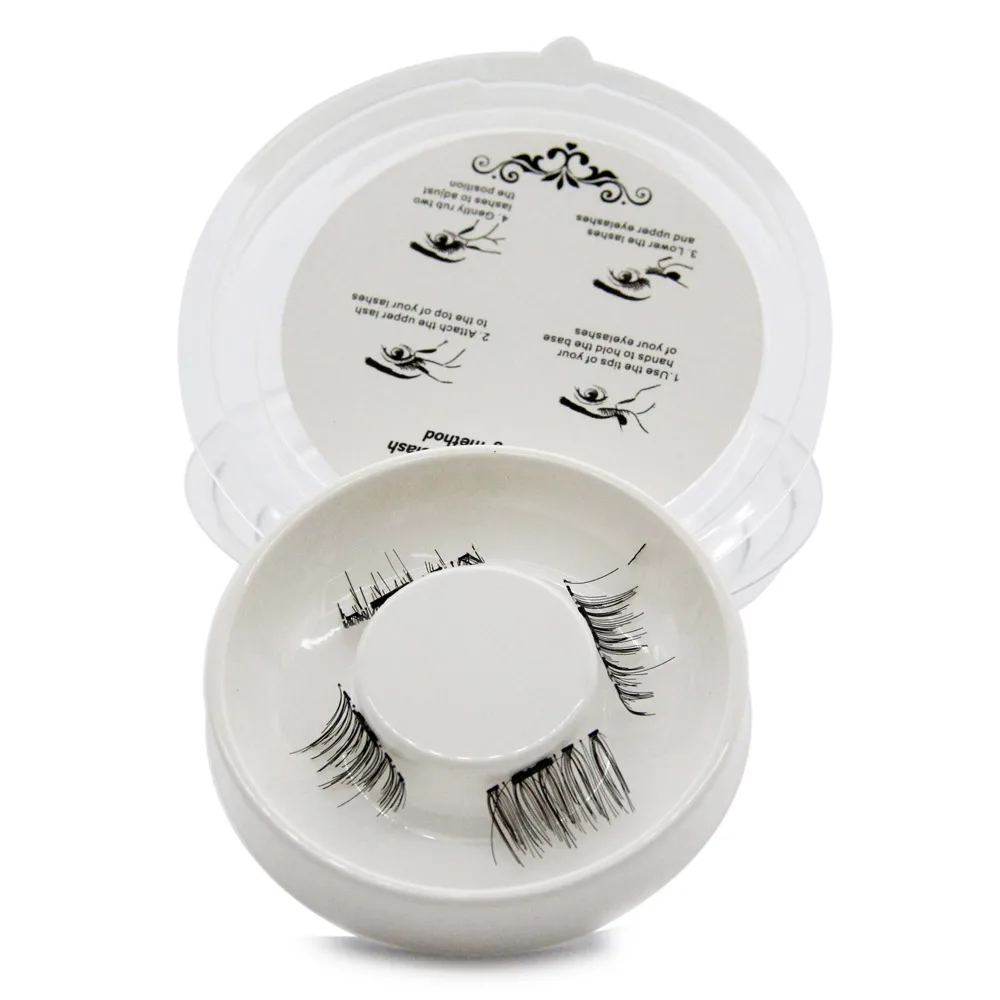 

Brand Easy to Wear 3D Magnetic Eyelash 4 Pieces False Eyelash Double Magnet Full Strip Magnetic Lashes Reusable Fake Eye Lashes