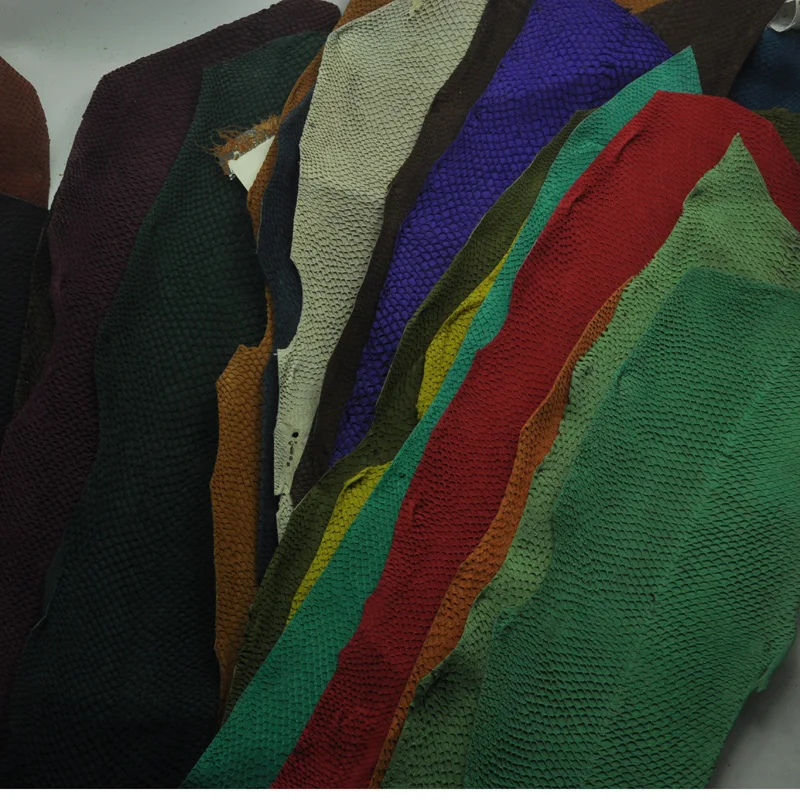 

1pc Colorful Genuine Salmon Fish Leather Piece Multi Color Scales DIY Handmade Watch Belt Shoes Leathercraft Accessories 45x10cm