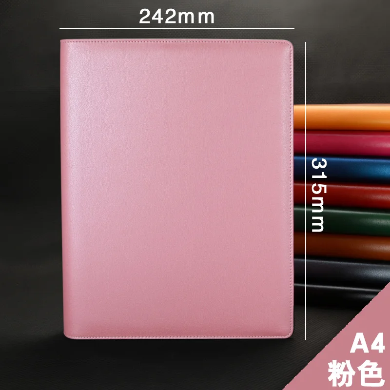 A4 pu кожаная Переносная Сумка для документов портфель менеджер папка для файлов с связующим Бизнес Портфель папка для конференций 6 цветов 645 - Цвет: pink