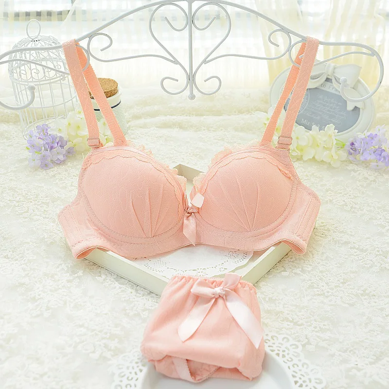 Children training teenage cotton bra set lace training bra pants girl Breathable Bra lingerie Bra Girls Sets